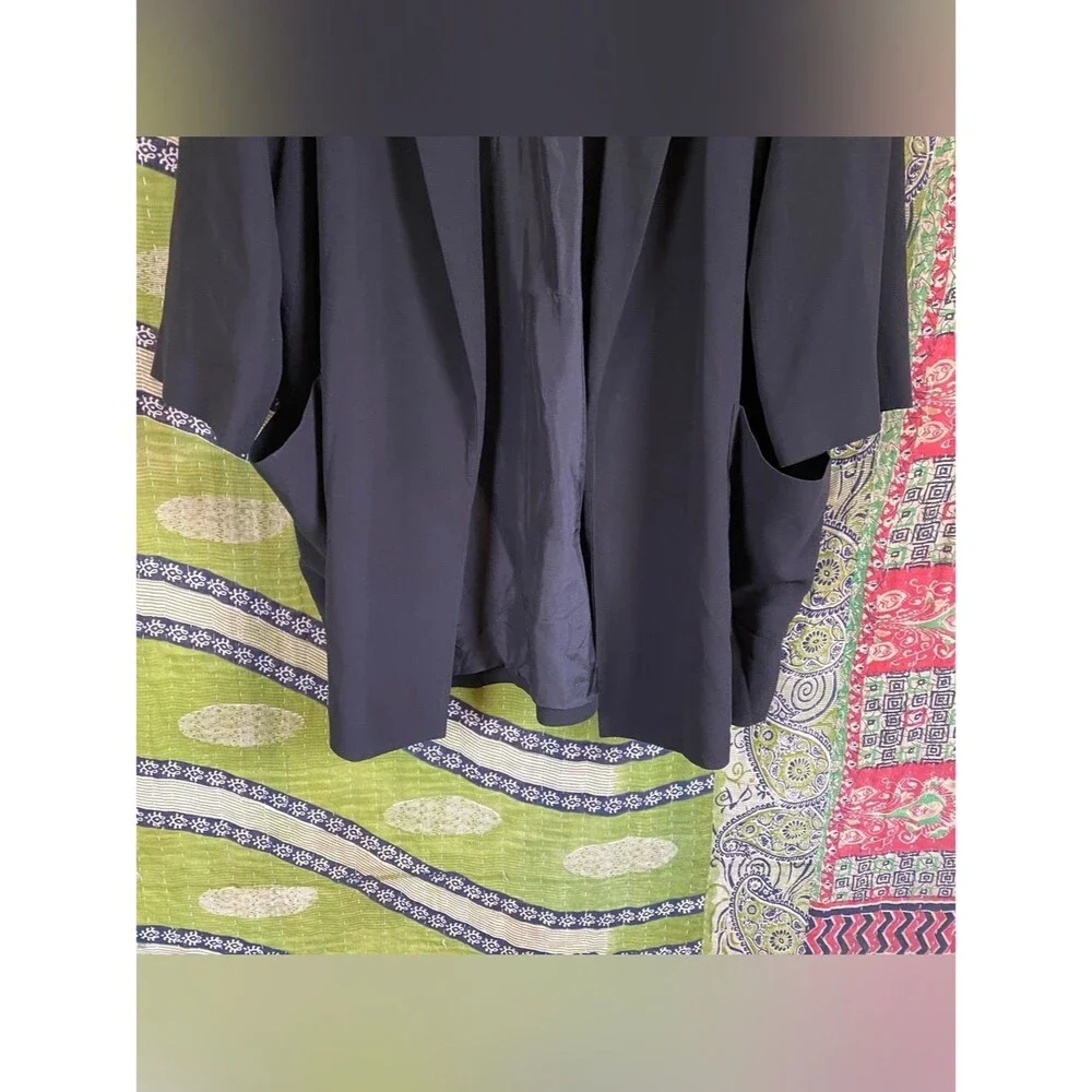 Eileen Fisher Black 100% Silk Crepe Georgette Modern Kimono Blazer Size Medium - Picture 5 of 15